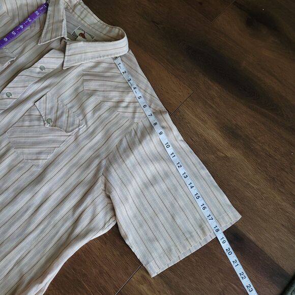 Rancher Westernwear Shirt 4XL Tall Man Snap Brown Stripe Short Sleeve Vintage - Picture 6 of 16